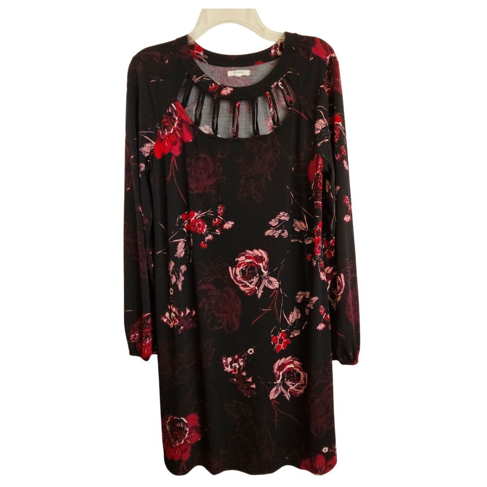 Maurices Dress Womens Medium Black Floral Long Sleeve Shift Bloomcore